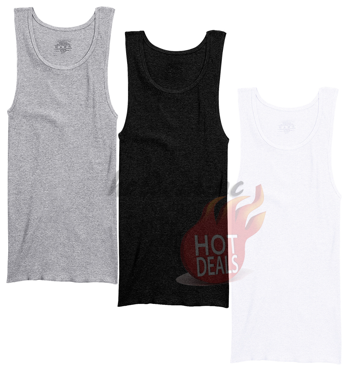 3 /6 Pack Men White/Black Cotton Tank Top A-Shirt Wife Beater Ribbed Undershirt
