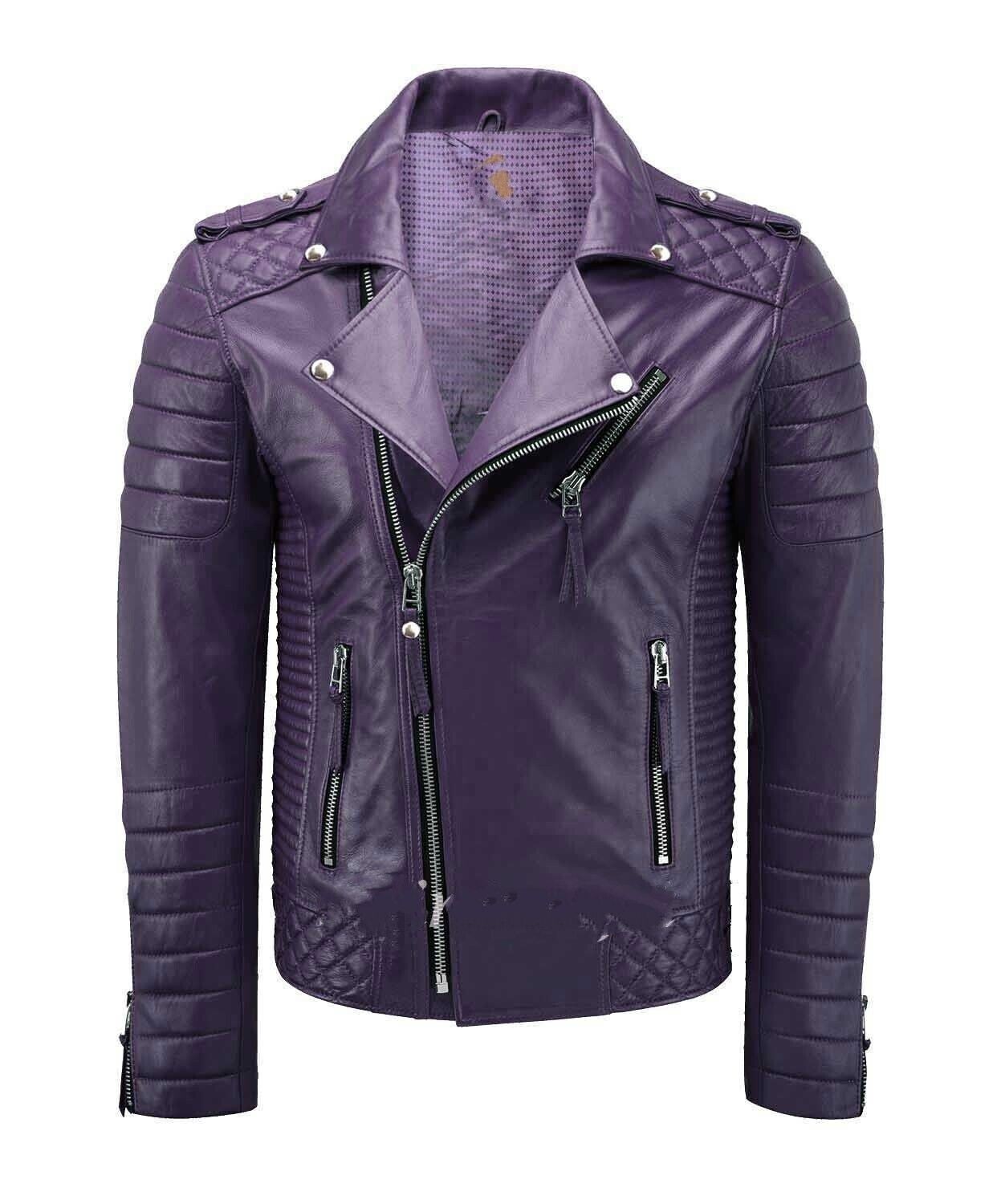 Men’s Genuine Lambskin Leather Jacket Designer Biker Motorcycle Handmade Jacket