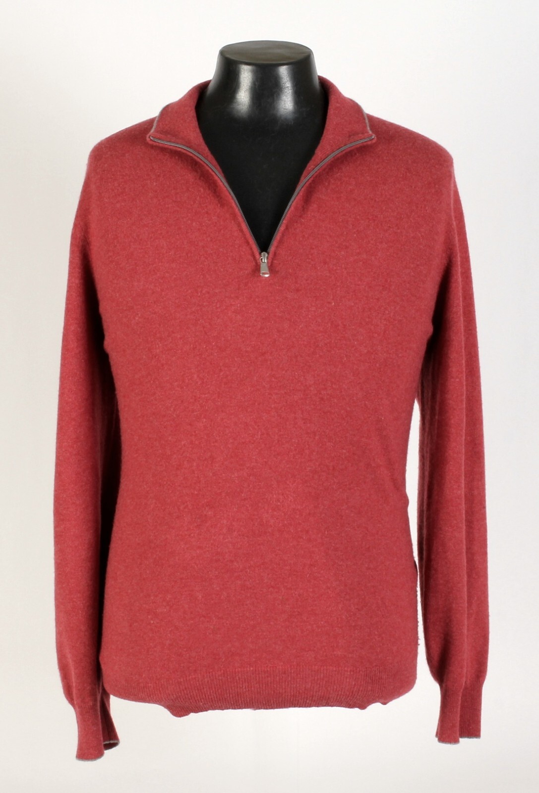 Brunello Cucinelli 100% Cashmere 1/2 Zip Sweater – Red – XL – $1350 Retail