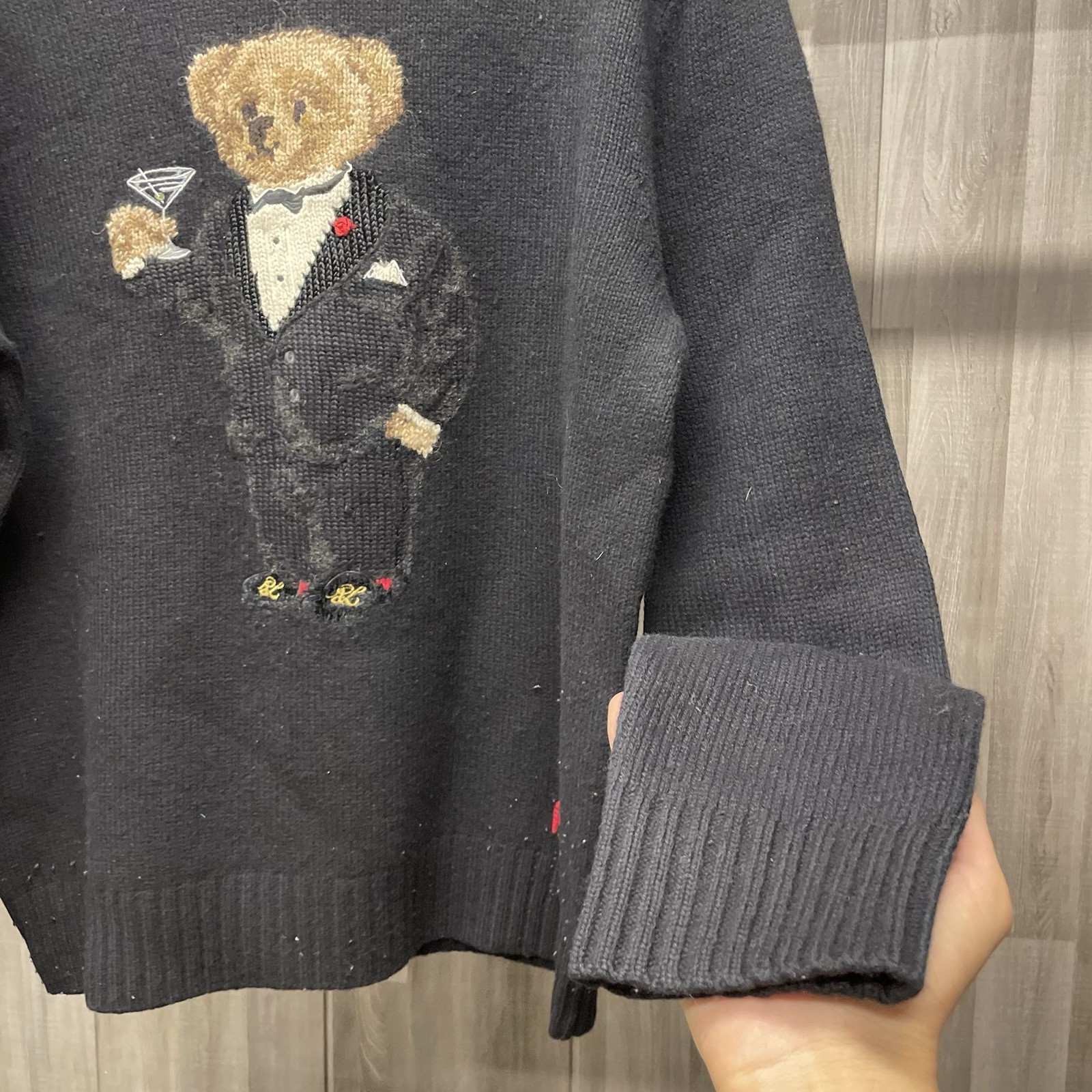 Polo Ralph Lauren Tuxedo / Martini Bear Black Sweater Size L
