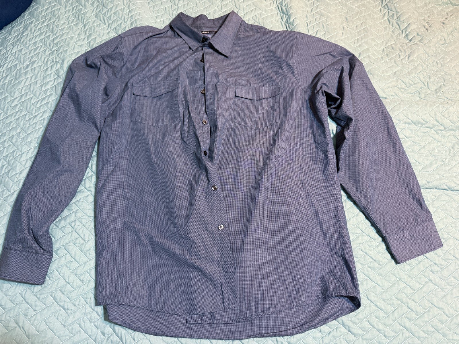 VAN HEUSEN STUDIO SLIM FIT LONG SLEEVE CHECK BUTTON DOWN SHIRT MENS SIZE XL