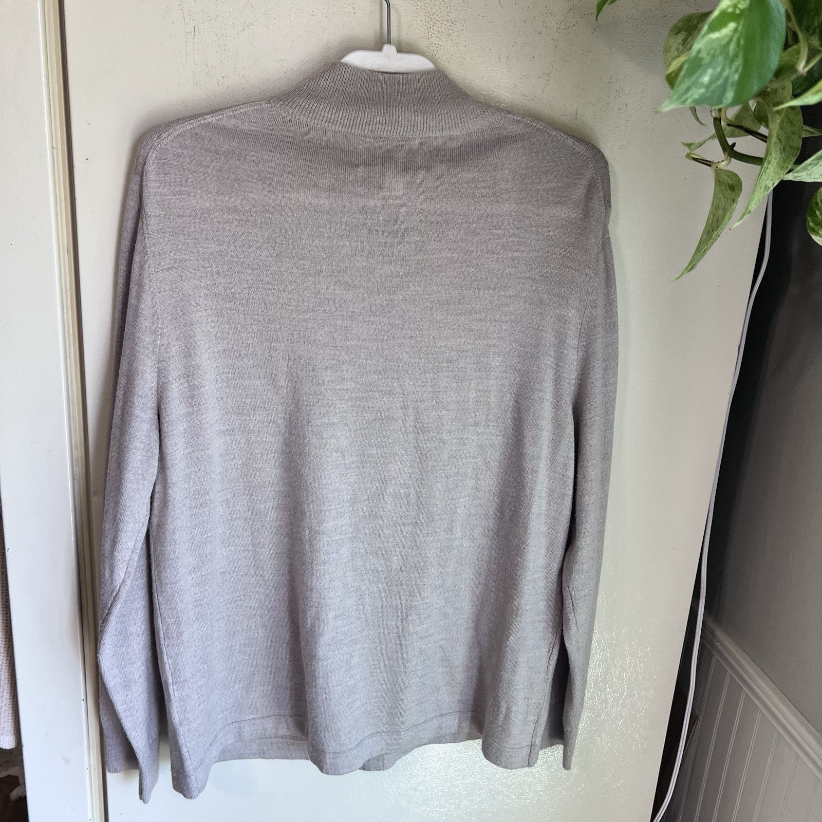 Joseph Abboud 1/4 Zip Sweater Mens Size XL 100% Extra Fine Merino Wool Oatmeal