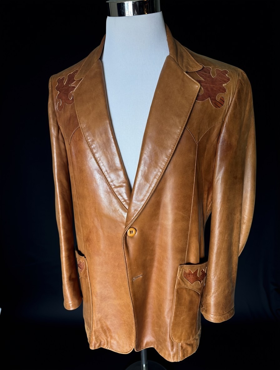 Stetson Leather Jacket with Snake Leather Decoration 48L (fits like a 46 R)
