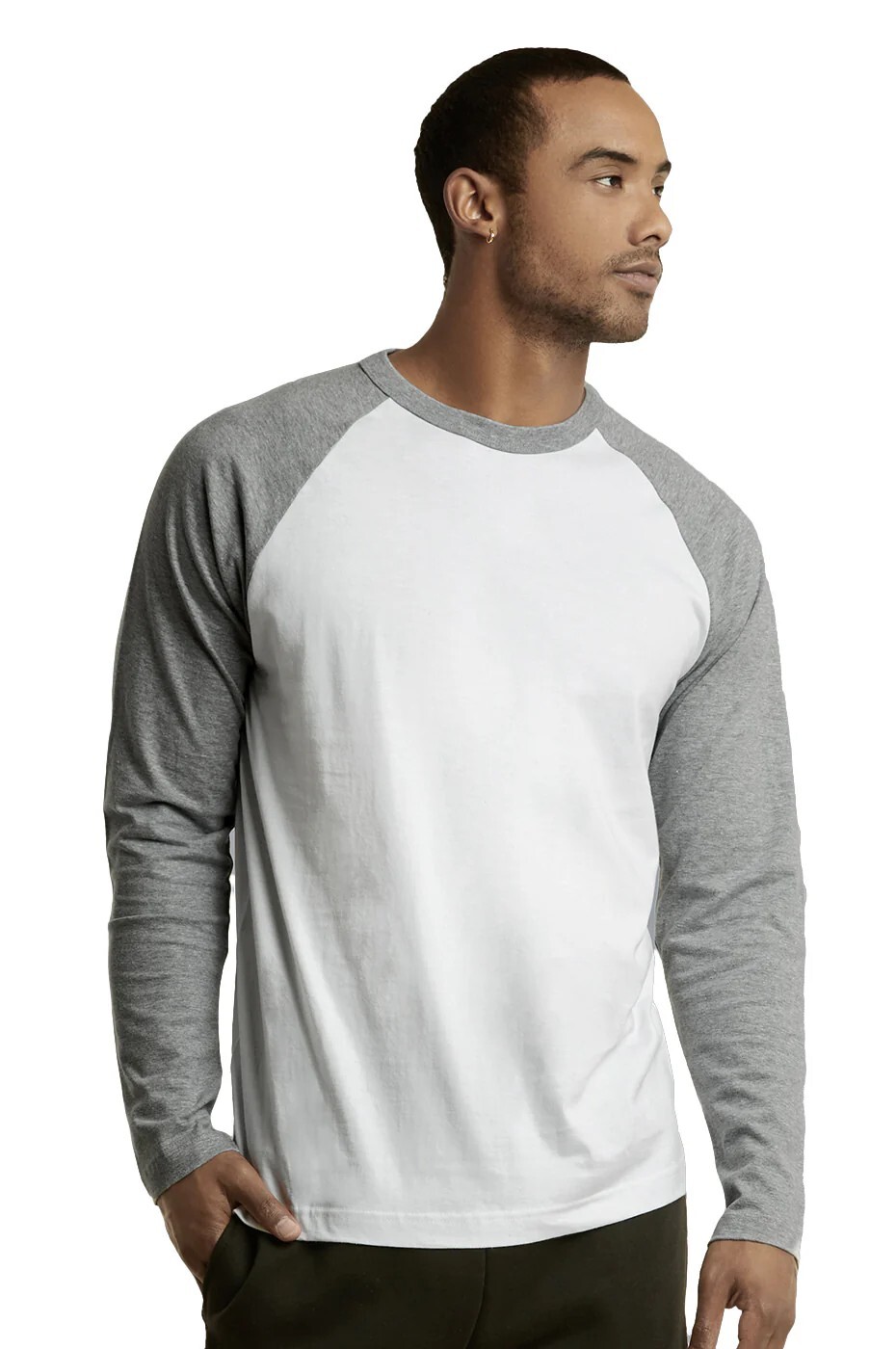 Knocker Men’s Cotton Full Raglan Sleeve Baseball Tee Shirt (S, Gray/White)