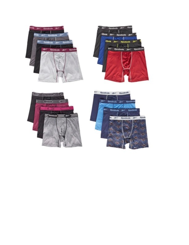 Reebok Men’s Underwear Brief 4 Pack Performance Boxer (Core)