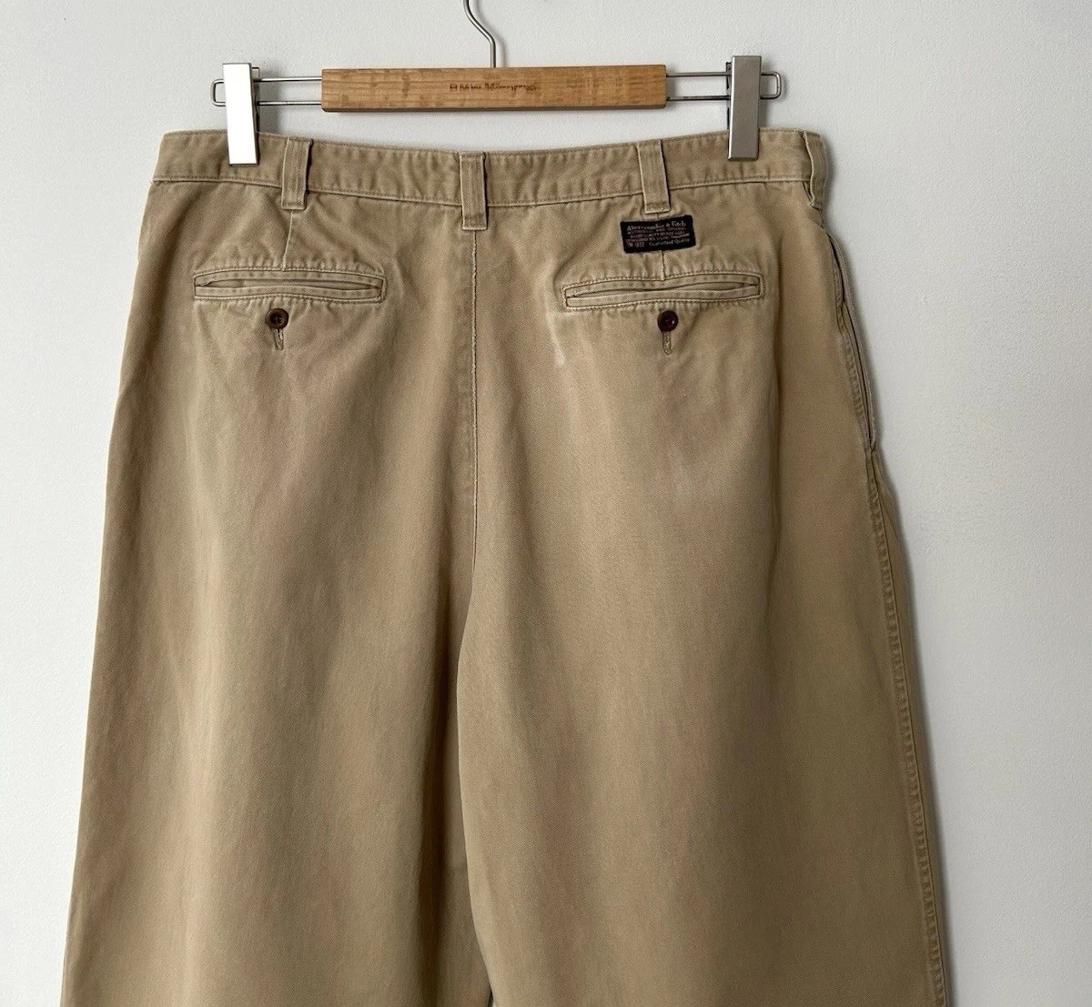 Vintage Abercrombie & Fitch Baggy Loose Chino Pants Wide Leg Pleated Mens 38×32