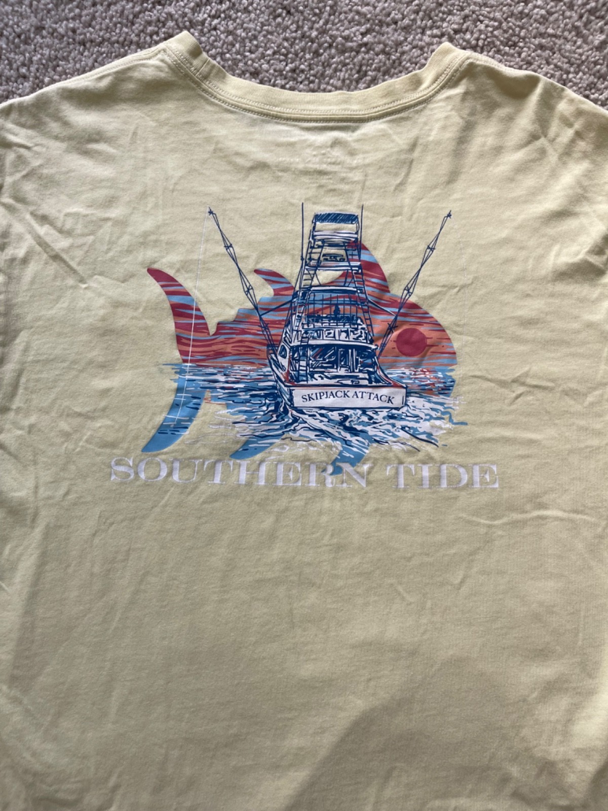 southern tide long sleeve mens medium yellow 100% cotton