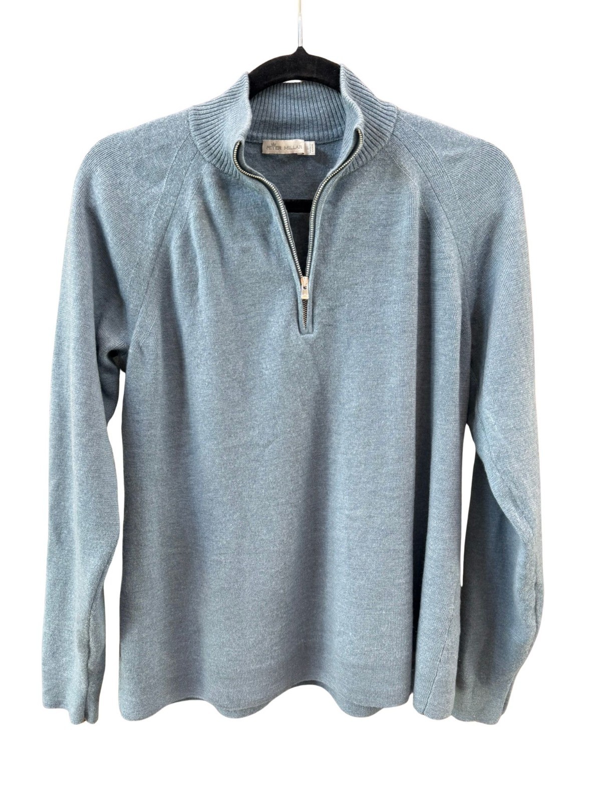 Peter Millar 100% Extra Fine Italian Merino Wool 1/4 Zip Sweater Blue XL