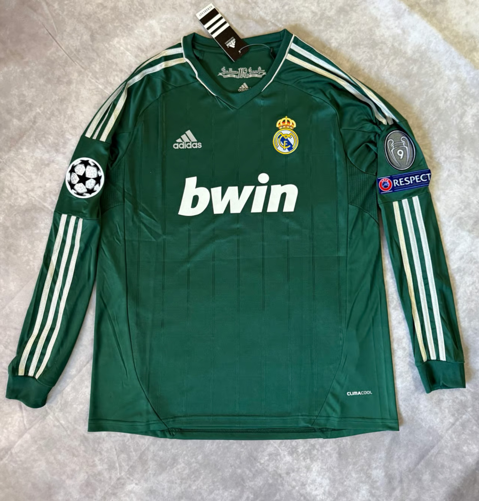 Real Madrid 2012-13 Third Green Long Sleeve Champions League Jersey Ronaldo #7