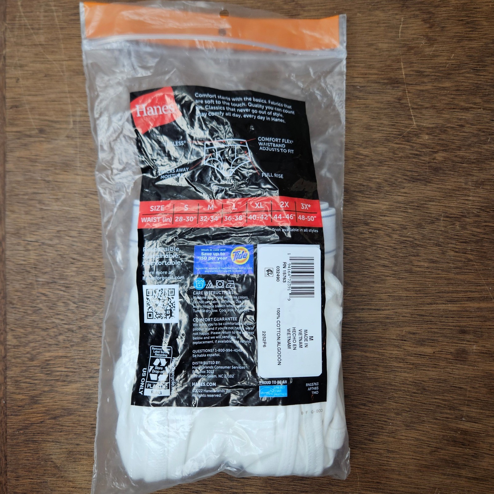Hanes Mens Tagless Briefs White 2 Pk Medium 32-34 Comfort Flex Waistband 2252P6