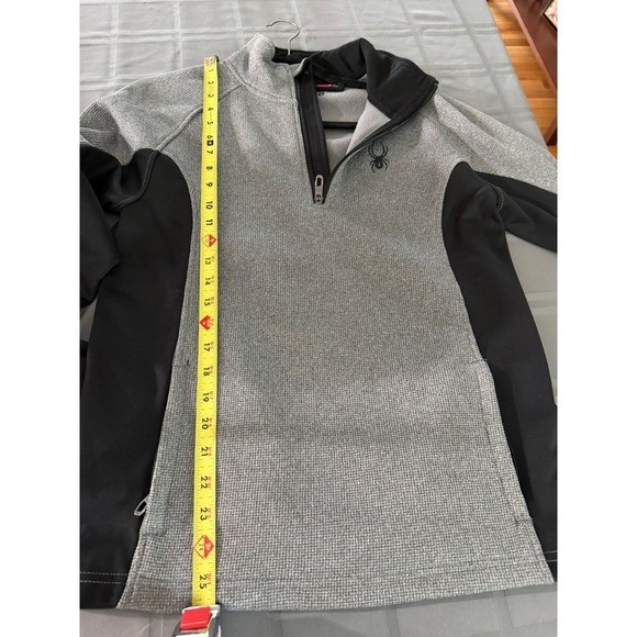 Spyder Men’s Size Small Gray Black 1/4 Zip Waffle Knit Fleece Pullover Jacket