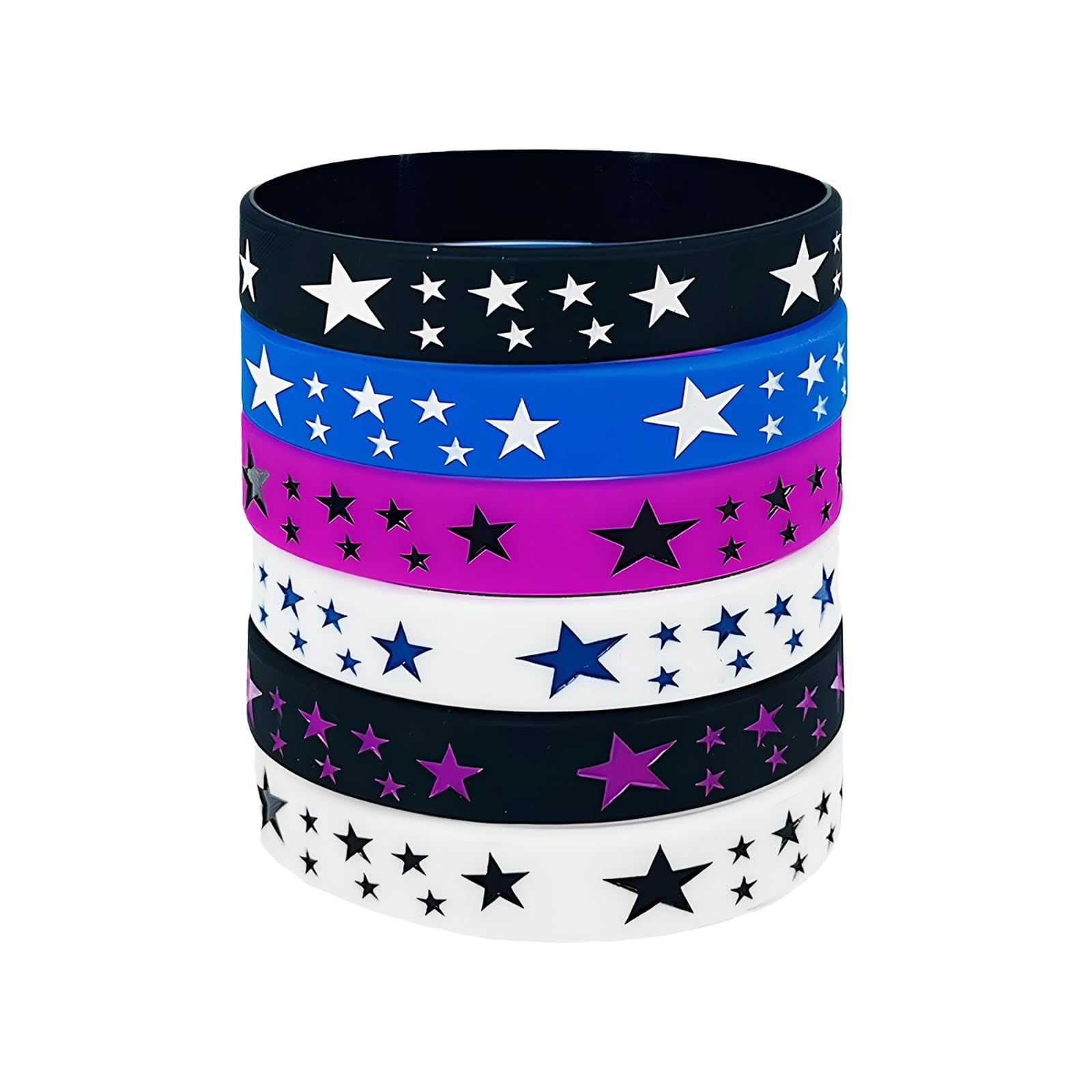 POYAMUSE 6pcs Y2K Star Silicone Bracelets Set – Emo Rubber Wristbands for Men…