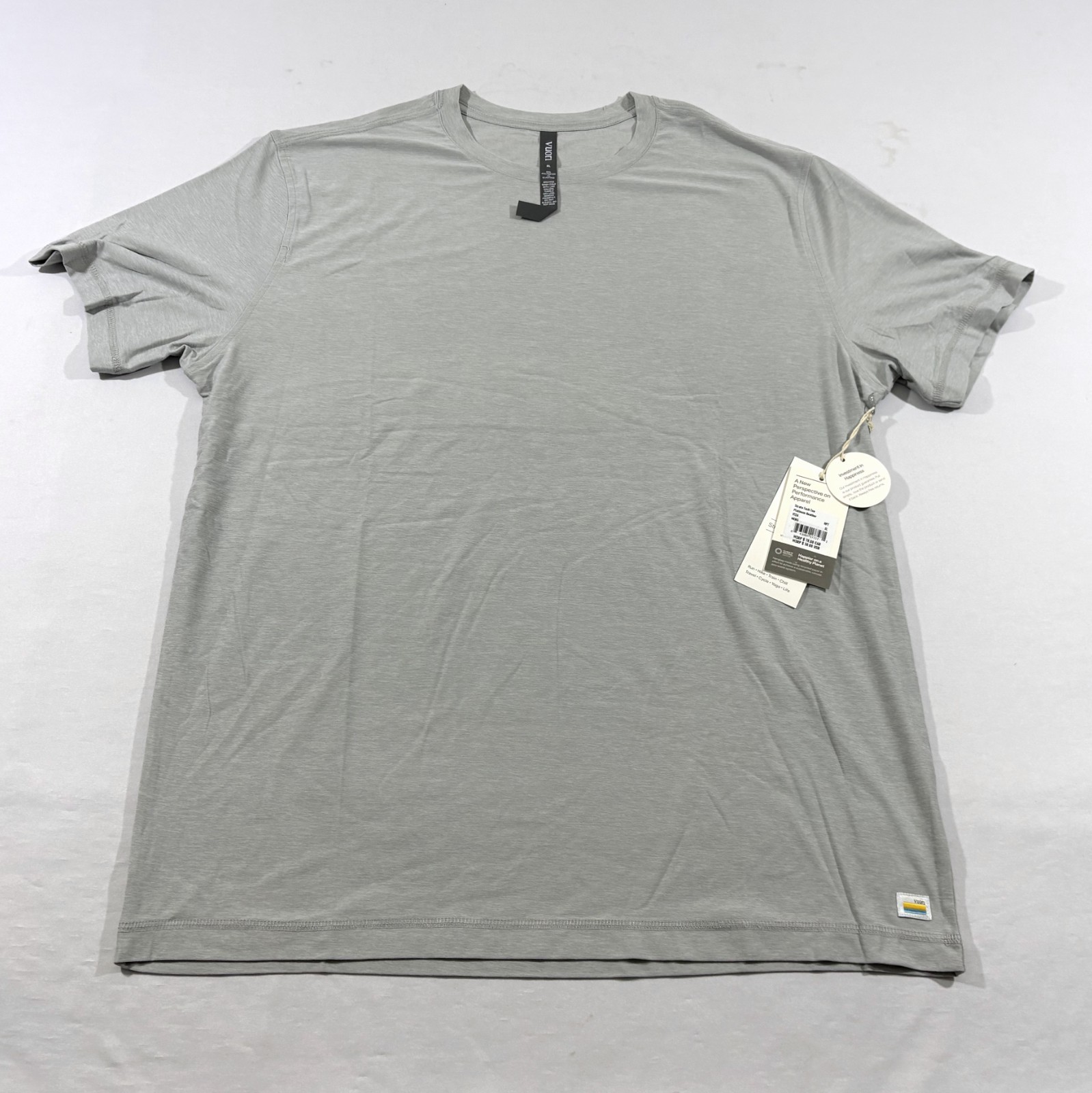 Vuori Strato Tech Tee Platinum Heather T-Shirt Pullover V126 Mens Gym Sz XL NEW