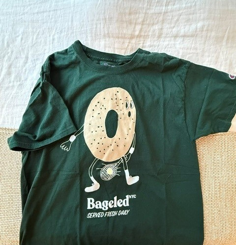 Bageled NYC Tennis Shirt. Champion Size Large / Dark Green