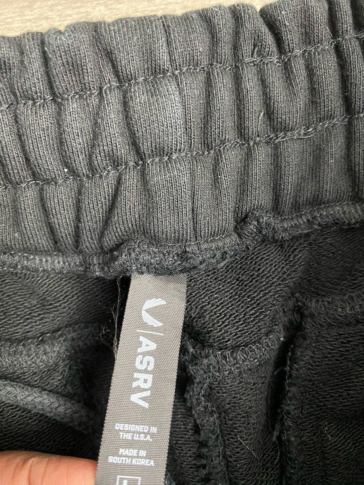 ASRV 0998 Herringbone Terry Snap Button Strap Sweats Black Men’s Sz L Heavy