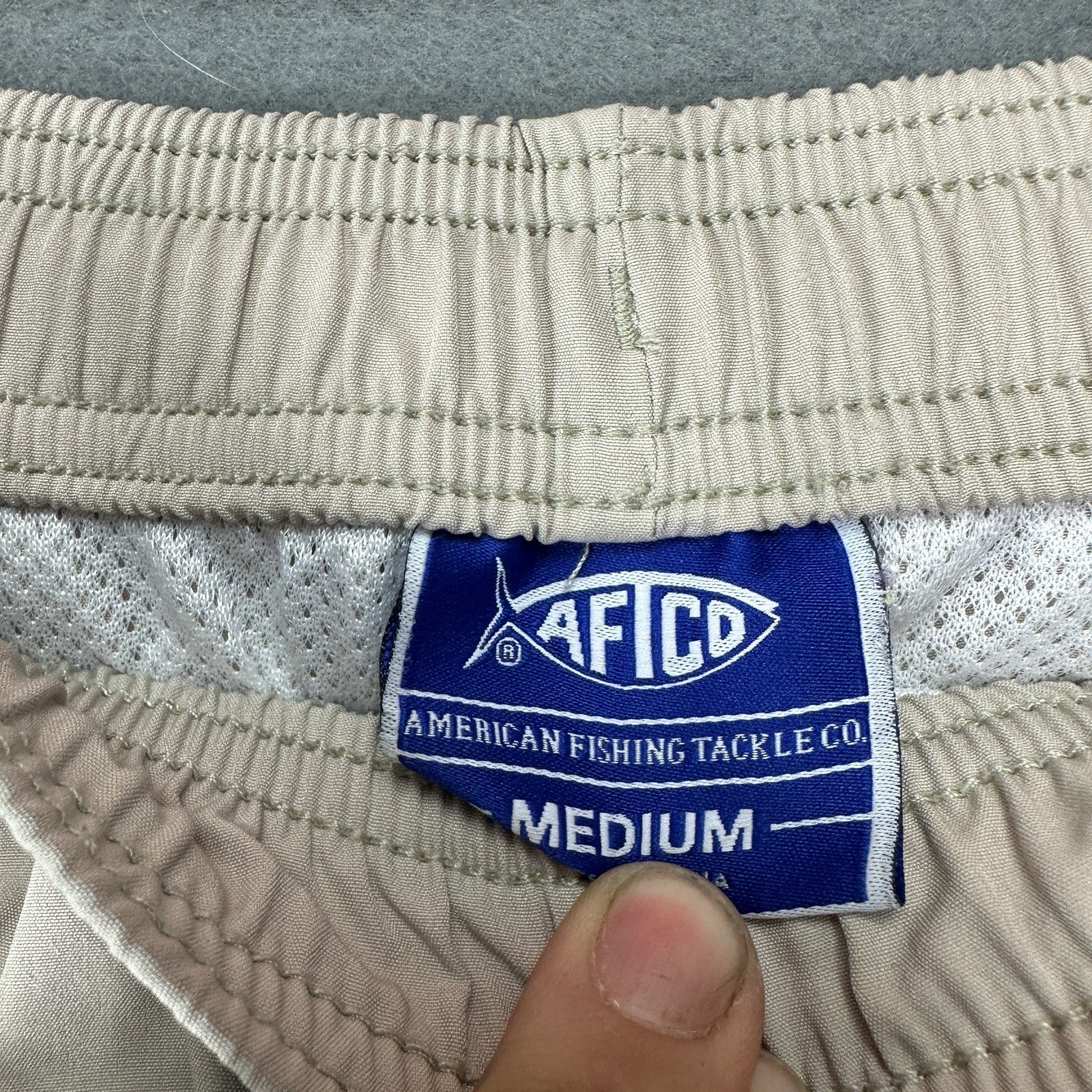 AFTCO Mens Med Strike Swim Shorts Beige Fishing Quick Dry Performance Drawstring