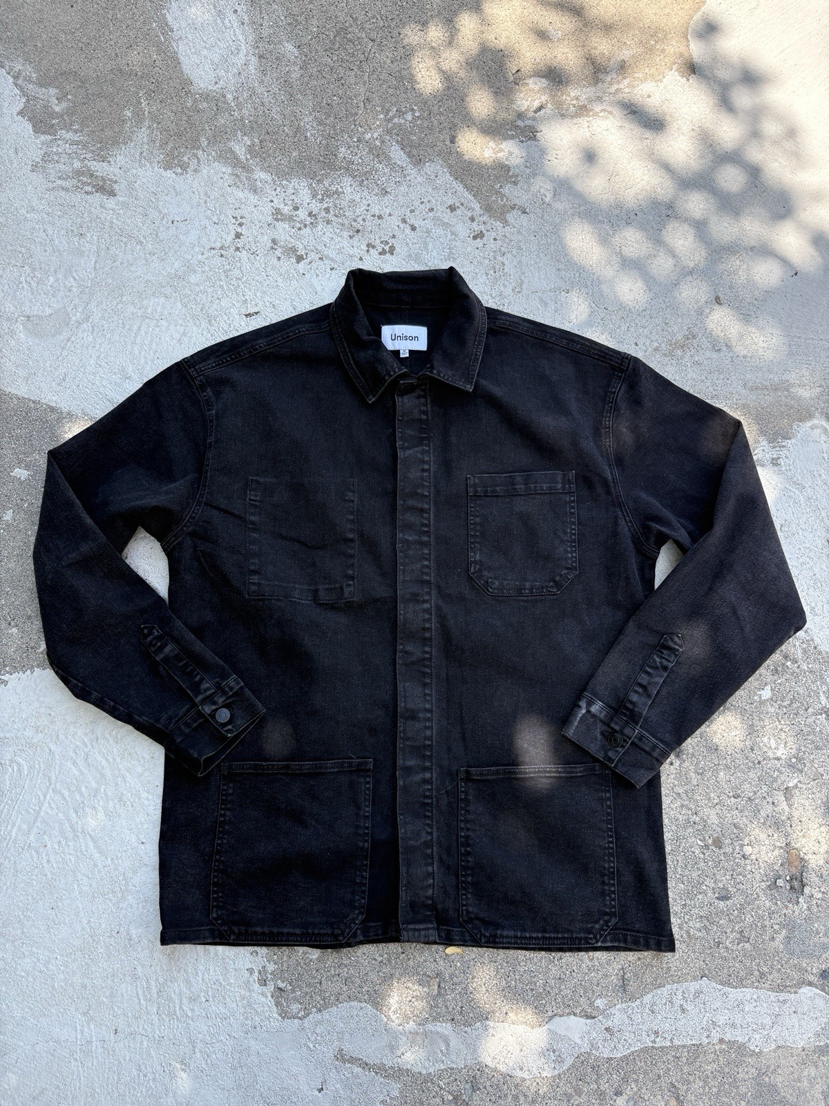 Black Denim Chore Coat/Jacket Medium Unison