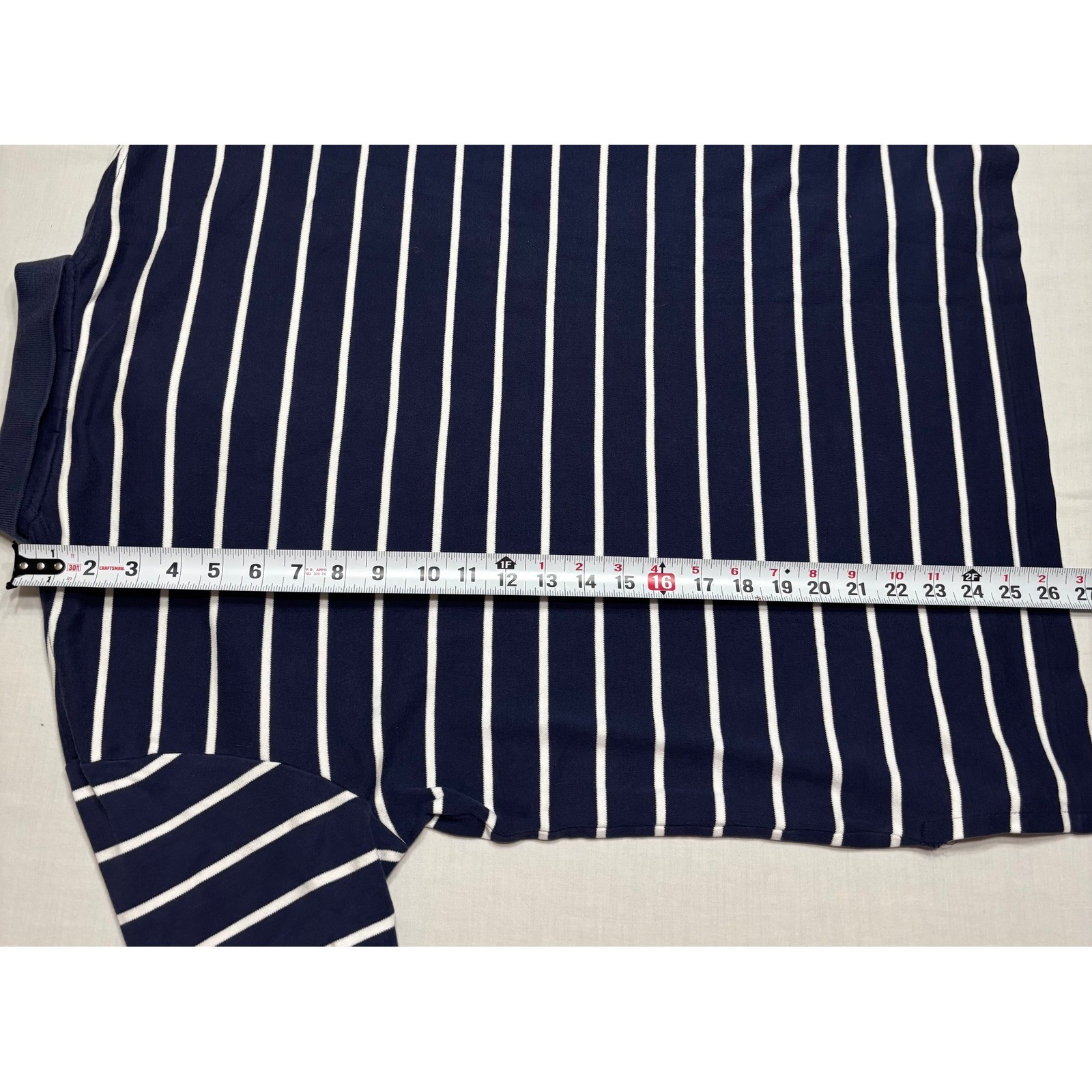 Polo Ralph Lauren Mens Navy White Striped Short Sleeve Polo Shirt Red Pony M