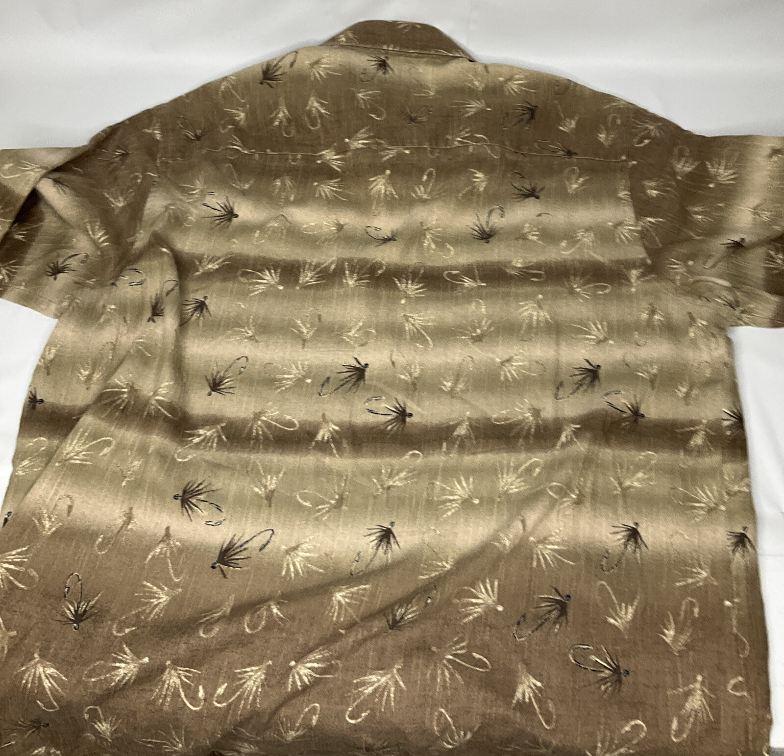 Roundtree Yorke Outfitters Shirt Men Sz Large Camp Button Front Fish Hook Cotton