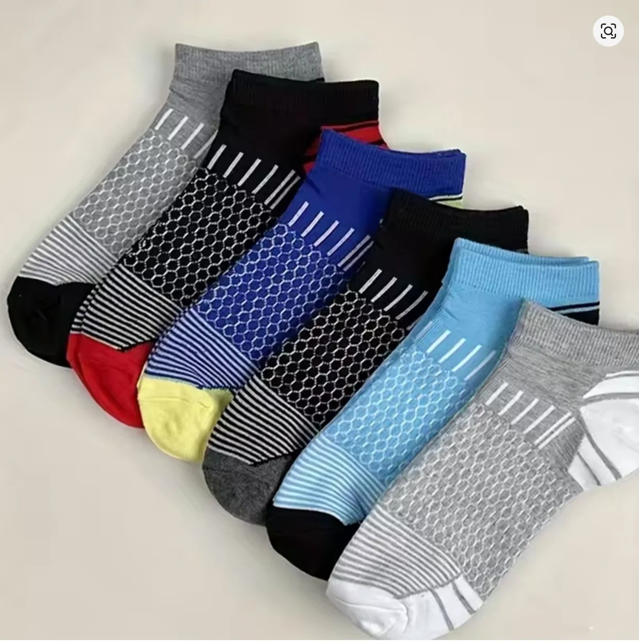 Men’s Athletic Socks 6-Pair Pack – Multi-Colored Sport Footwear, Low Cut & Breat