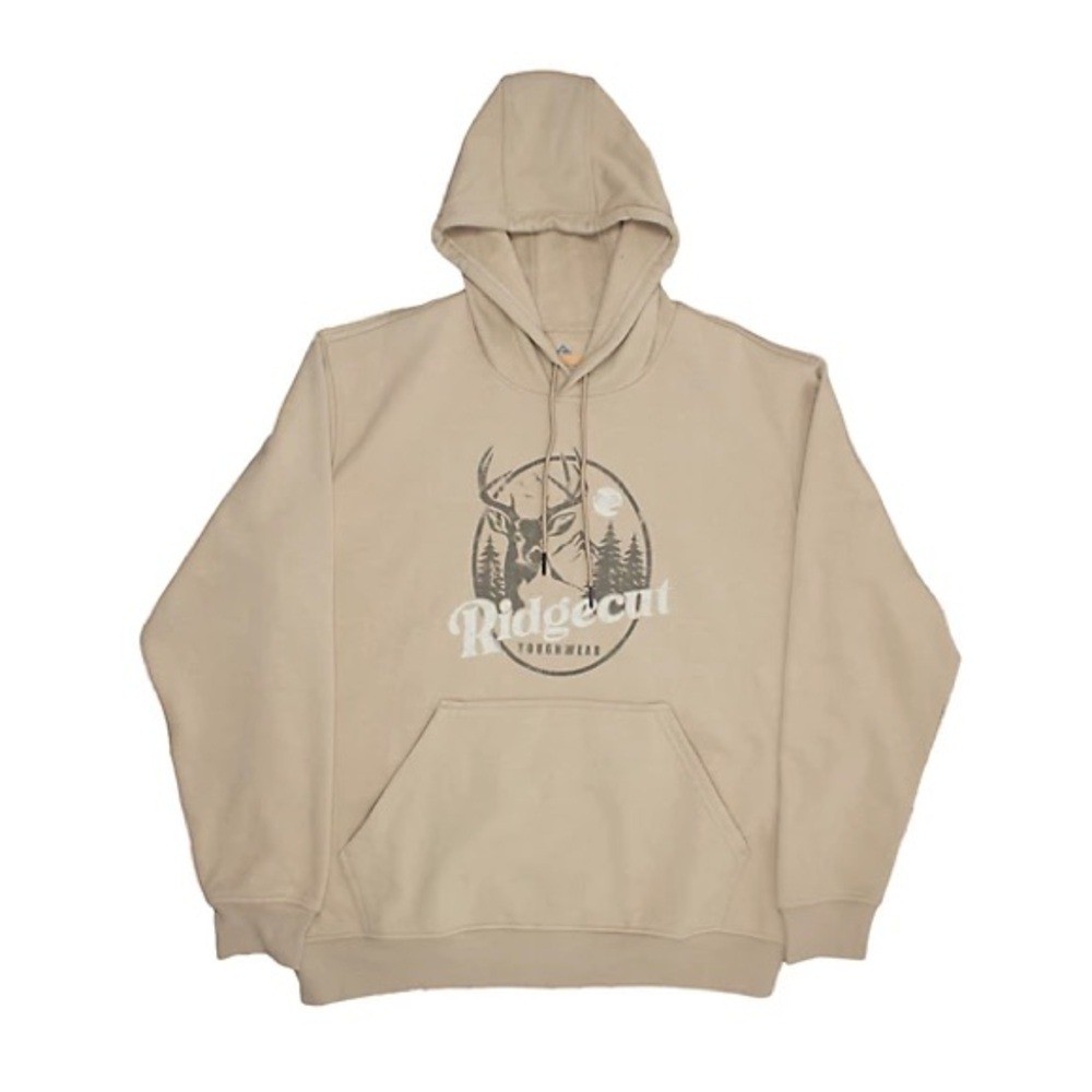 Ridgecut Men’s Buck Oval Long-Sleeve Fleece Hoodie Oatmeal NWT Size LT