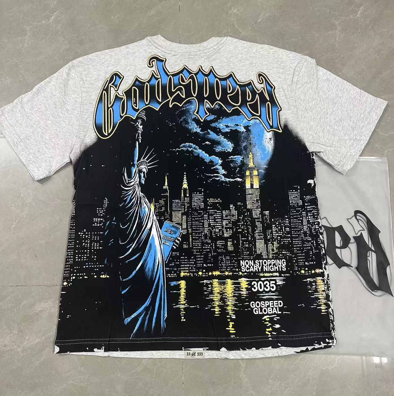 NEW Godspeed Staring at the Statue of Liberty print Tee Mens Short SleeveT-shirt