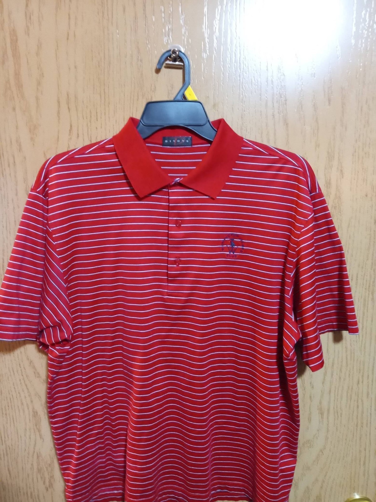 Men’s Divots Red With Blk & White Stripes Large Size Polo 4 U