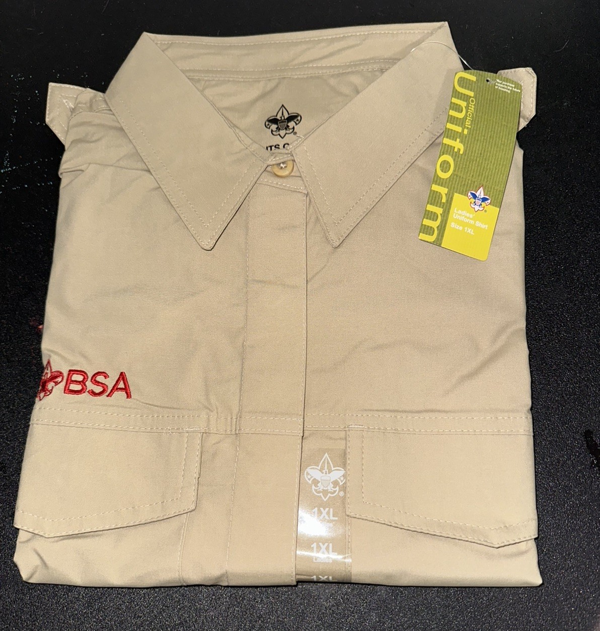 Scouting America BSA Uniform Shirt Womens XL Tan Short Sleeve Official Scout