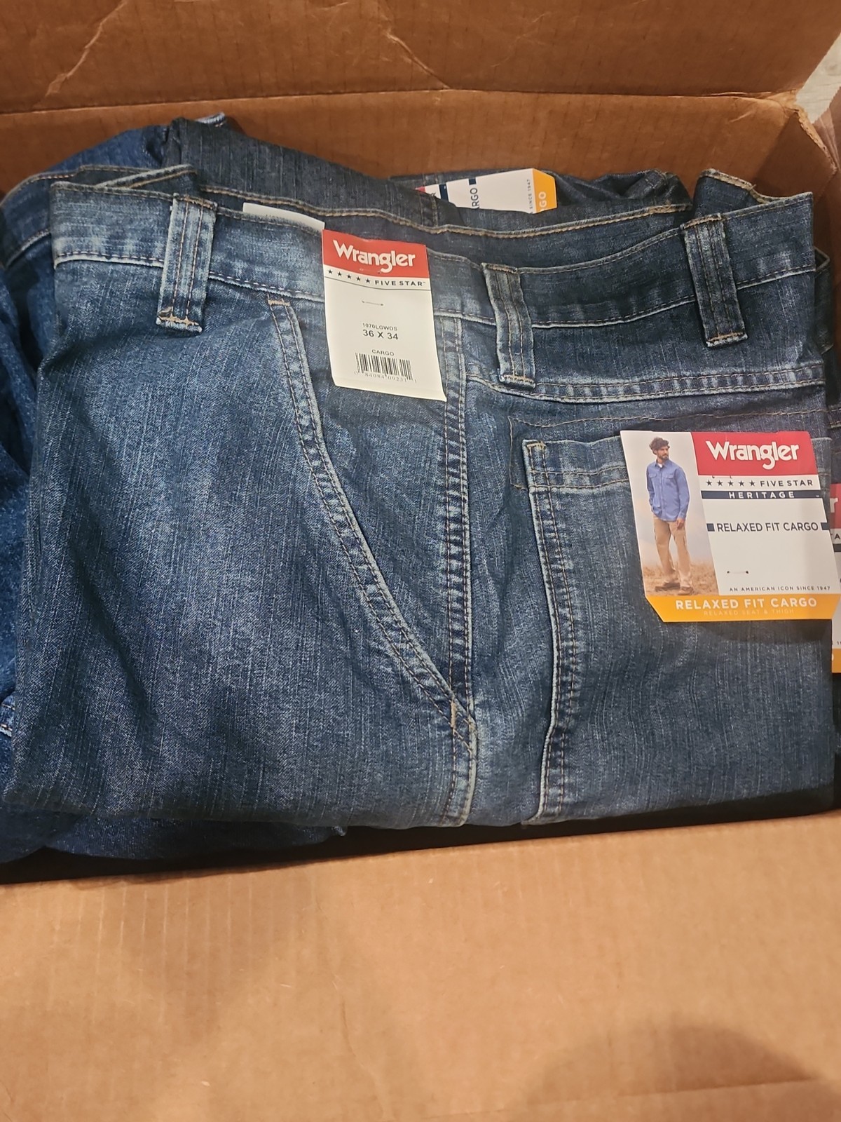 Wrangler Men’s Cargo Jeans 6 Pocket – Relaxed Fit – 1070LGWDS 36×34