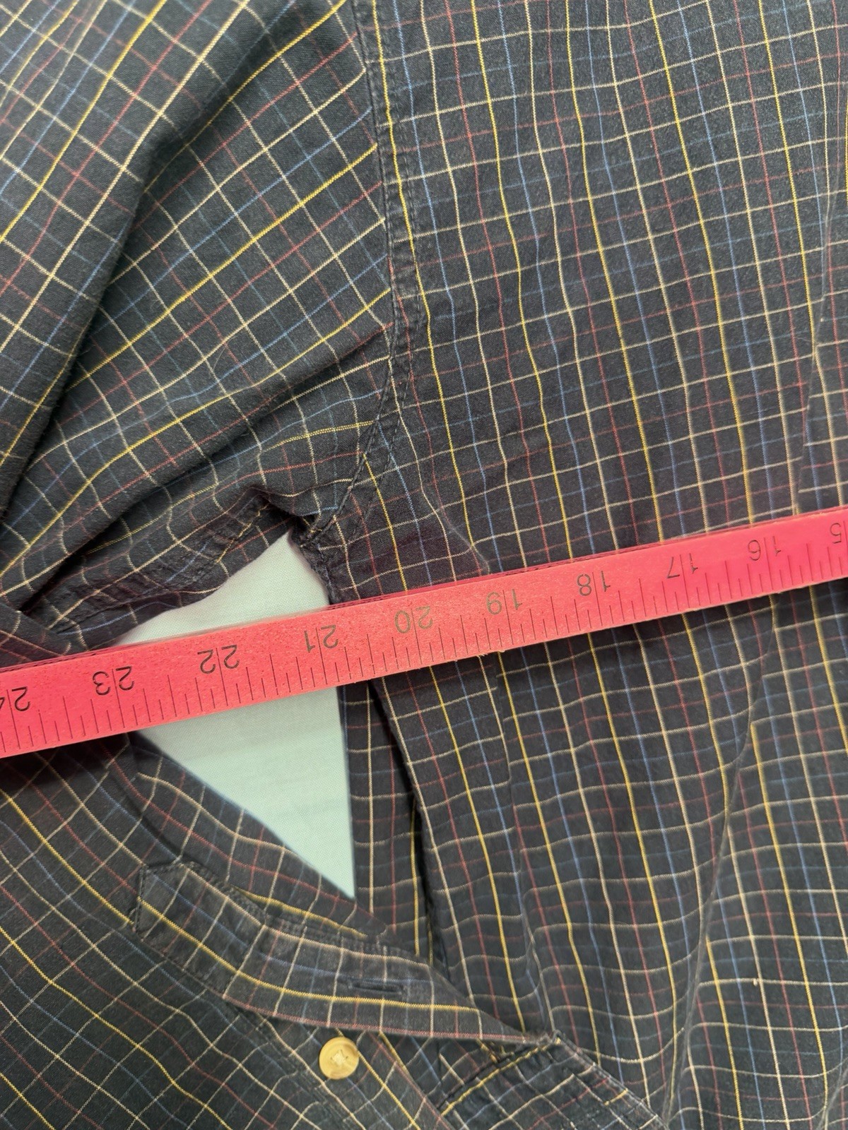 Duck Head Men’s L Blue Plaid Woven Cotton Button-Down Long Sleeve Pocket Shirt