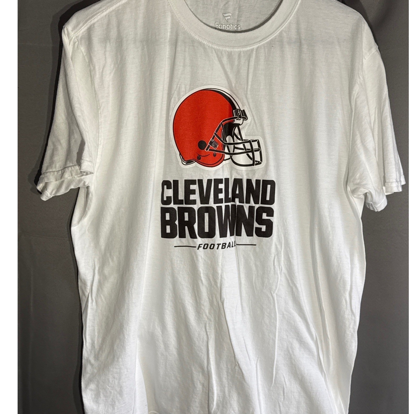 Fanatics Cleveland Browns Football T-Shirt Mens Large White NFL Helmet Graphic
