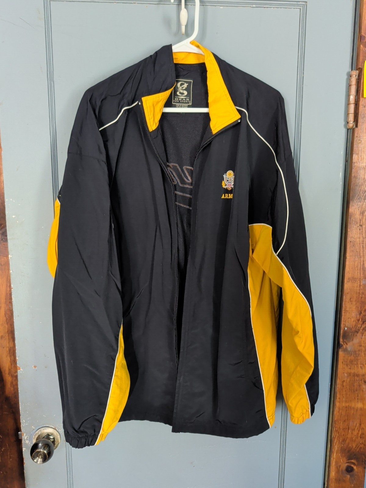 Gear For Sports Jacket Mens Black Yellow Army Logo Mesh Lined. L