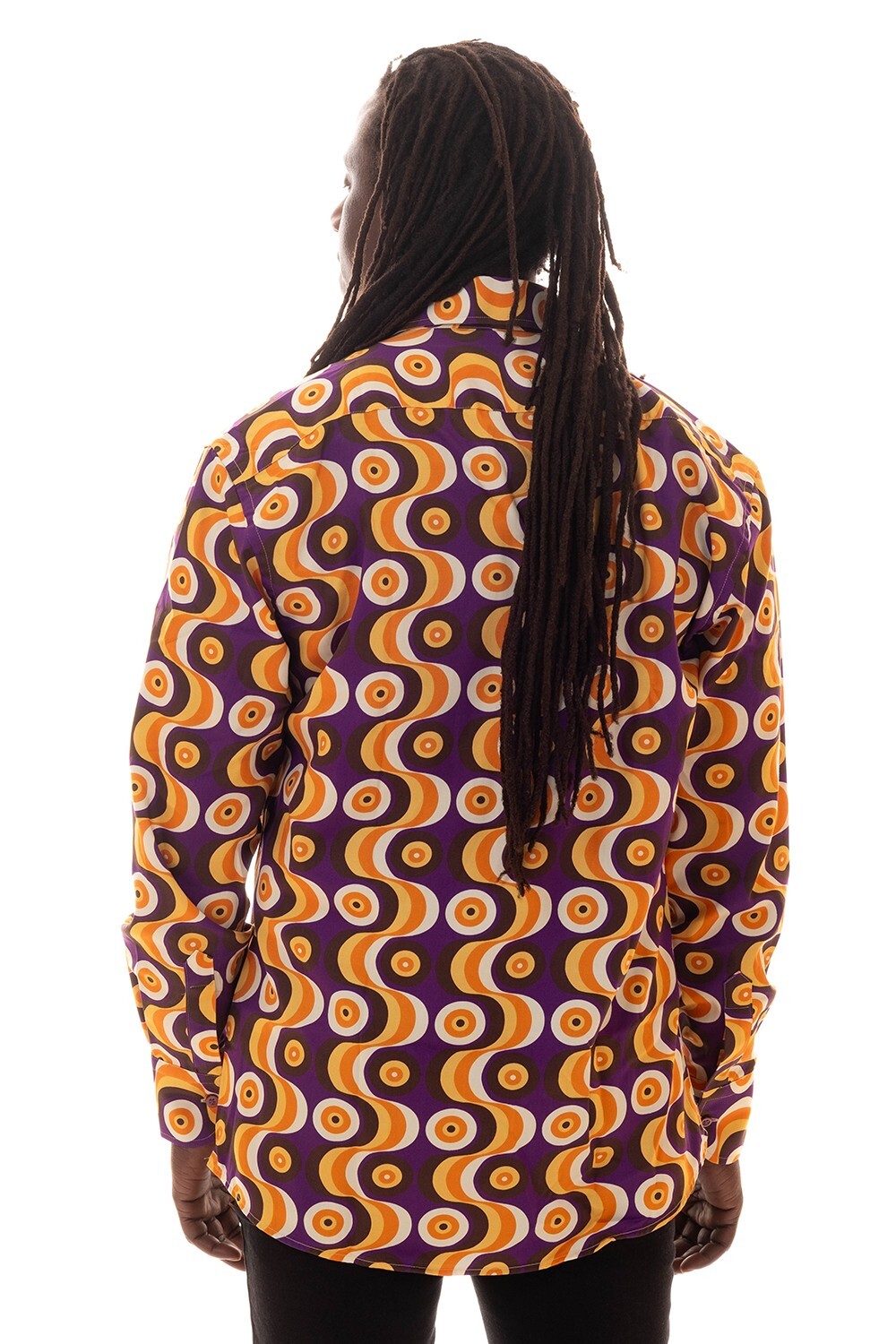 Comycom Mens 70s Long Sleeve Shirt WAVES Purple