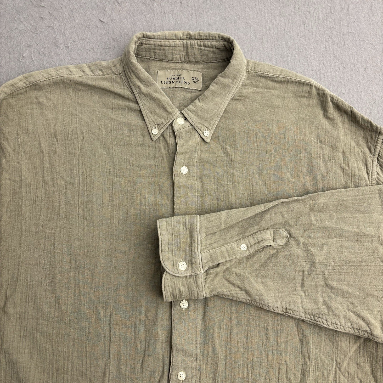 Abercrombie & Fitch The Summer Linen Blend Mens XXL Button Down Long Sleeve