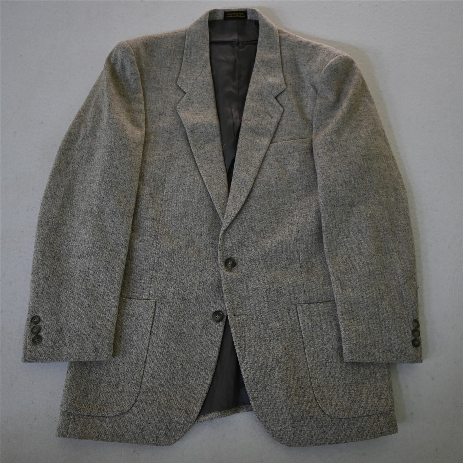 Vtg Von Fustenberg 44L Gray Tweed Mens Blazer Suit Jacket Sport Coat