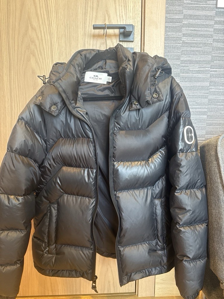 Coach New York Black Down Puffer Jacket Hooded Size S