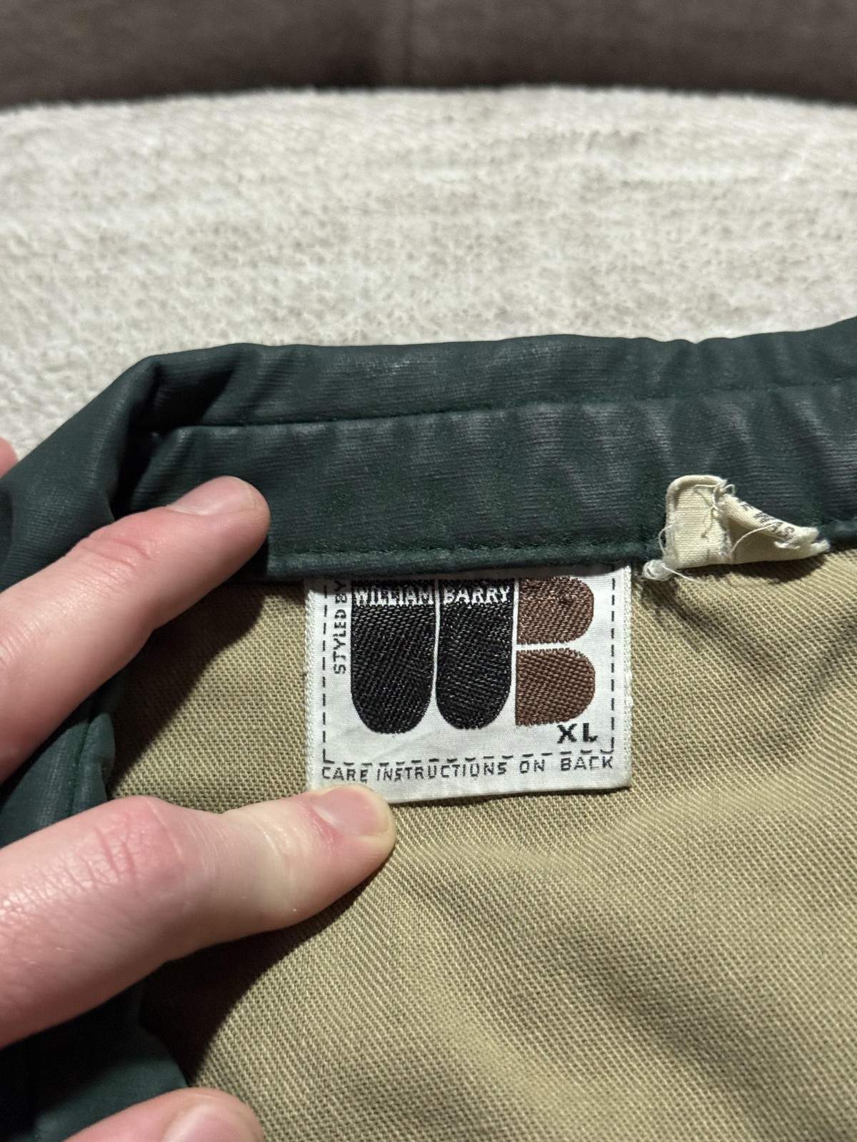 Vintage ~80s William Barry Jacket XL Green Cotton Twill Utility Military Style
