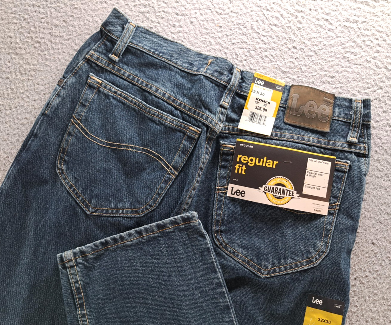 Lee Jeans Mens 32×30 Blue Regular Fit Straight Leg Denim Quartz Stone Wash NWT