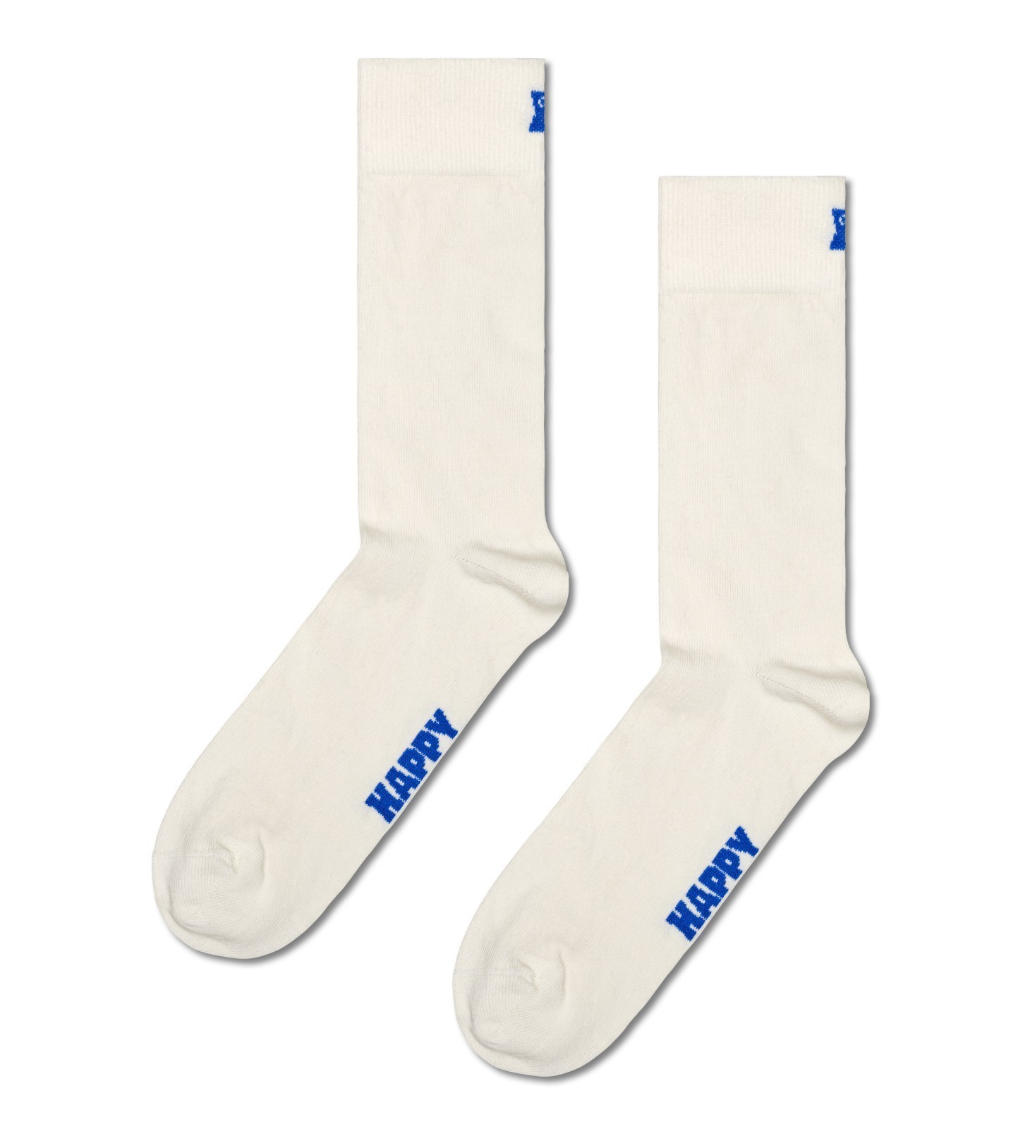 Happy Socks Solid Combed Crew Socks Unisex Adults M 8-12/W 10-12.5 White