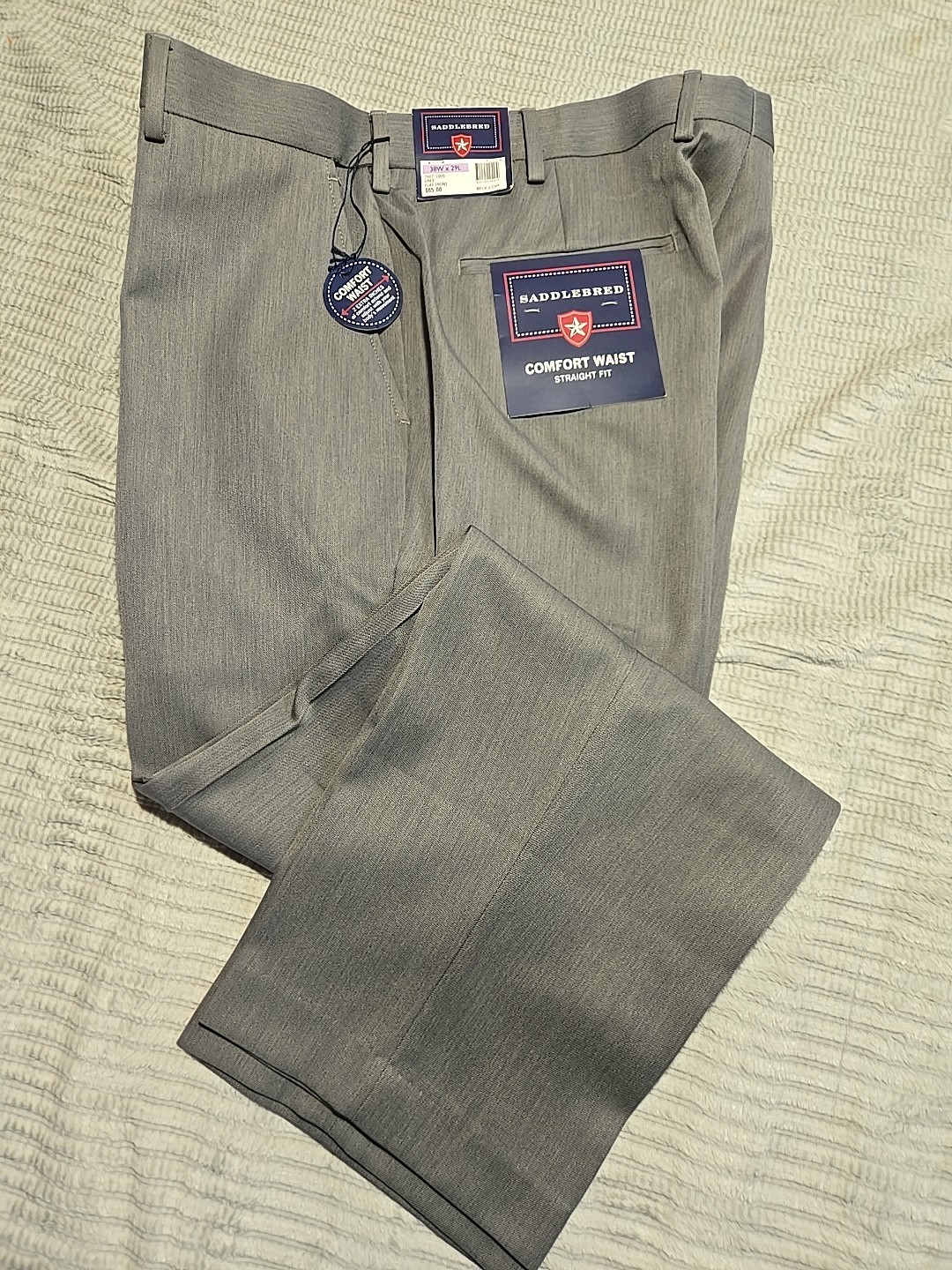 Saddlebred Grey, Comfort Waist, Straight Fit Slacks. 38W × 29L NWT