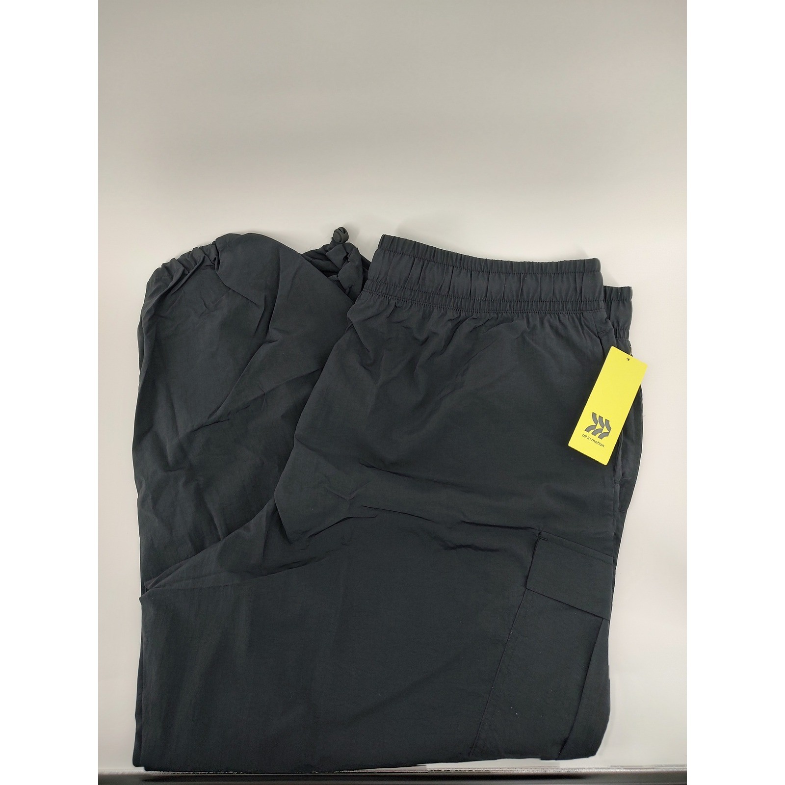 All in Motion Mens Black Cargo Jogger Pants Nylon Athletic Trousers Size 1X New