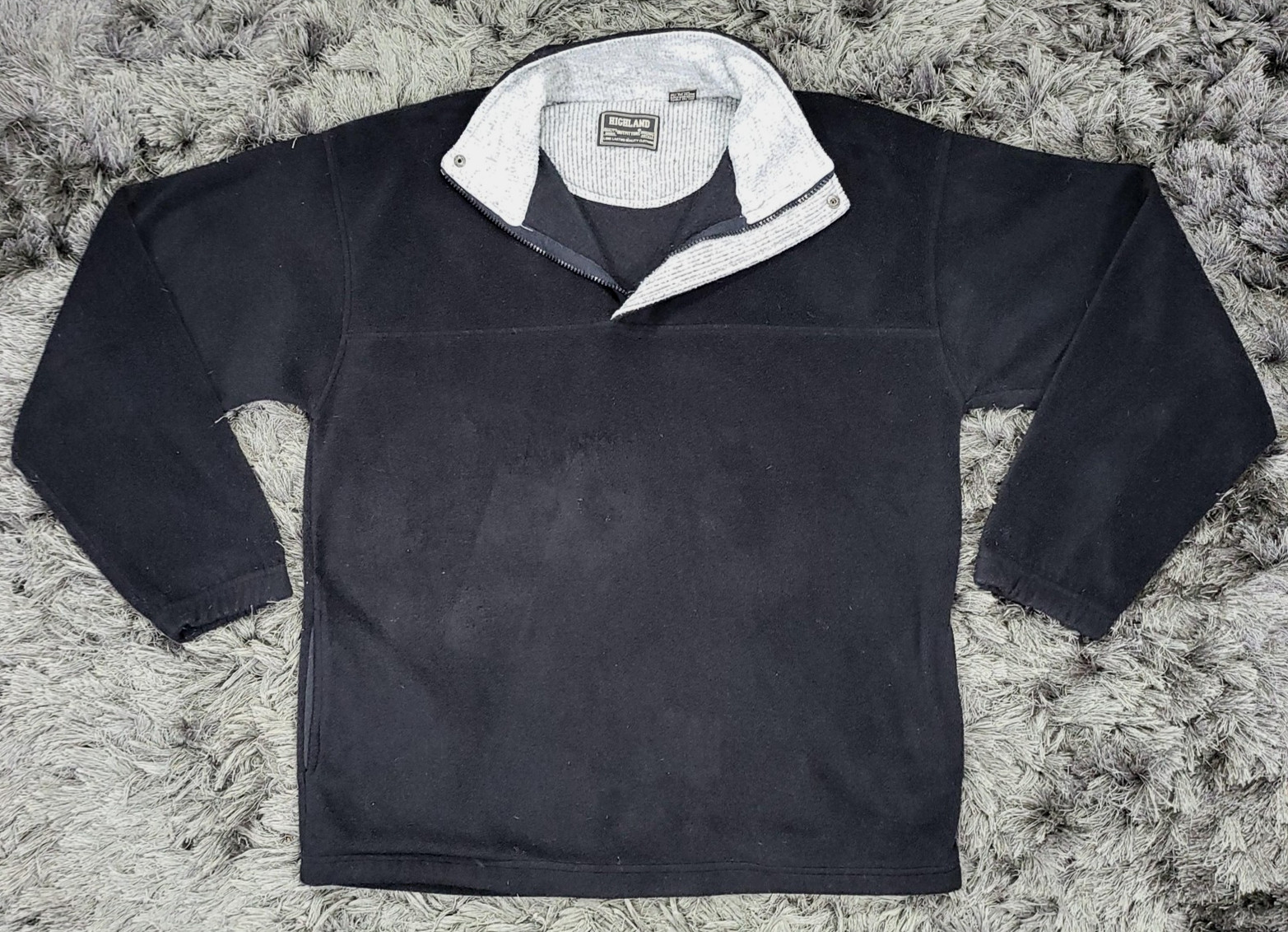 Highland Outfitters Pullover Mens Medium Black 1/4 Zip Pockets Fleece Sweatshirt
