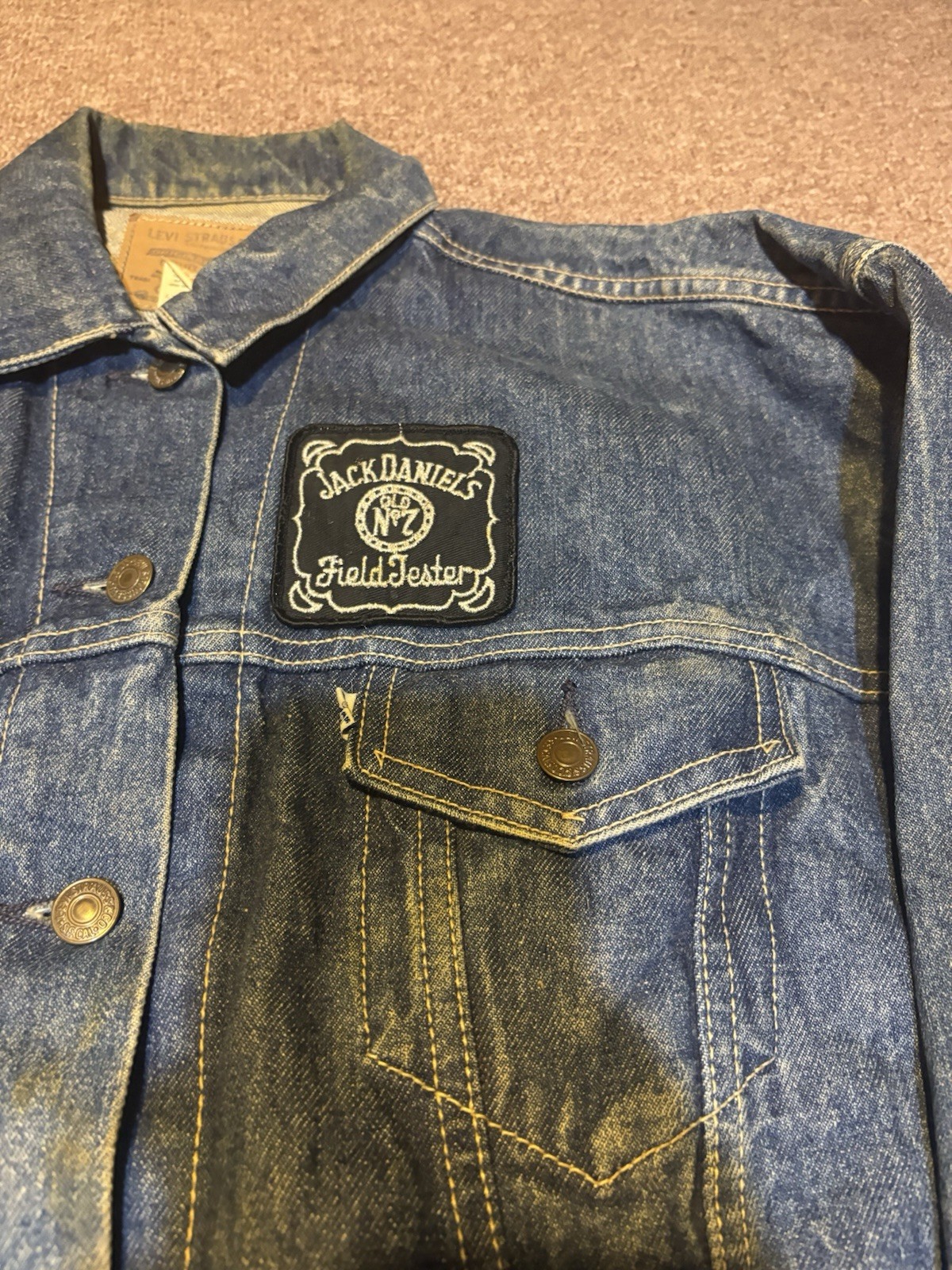 Vintage 1980s Levi’s Strauss White Tab Boxy Patch Denim Jacket