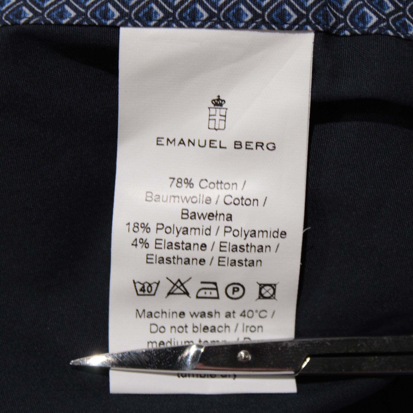 Emanuel Berg NWOT Casual Button Down Shirt Size 46 18 XXL in Blue Cotton Blend