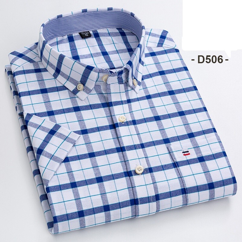 Mens Dress Oxford Shirts Formal Business Short Sleeves Cotton Casual Shirts Top