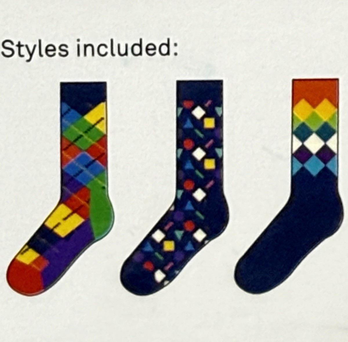 Happy Socks 3 Pair Crew Men 8-12 Women 10-12 1/2 Multicolor
