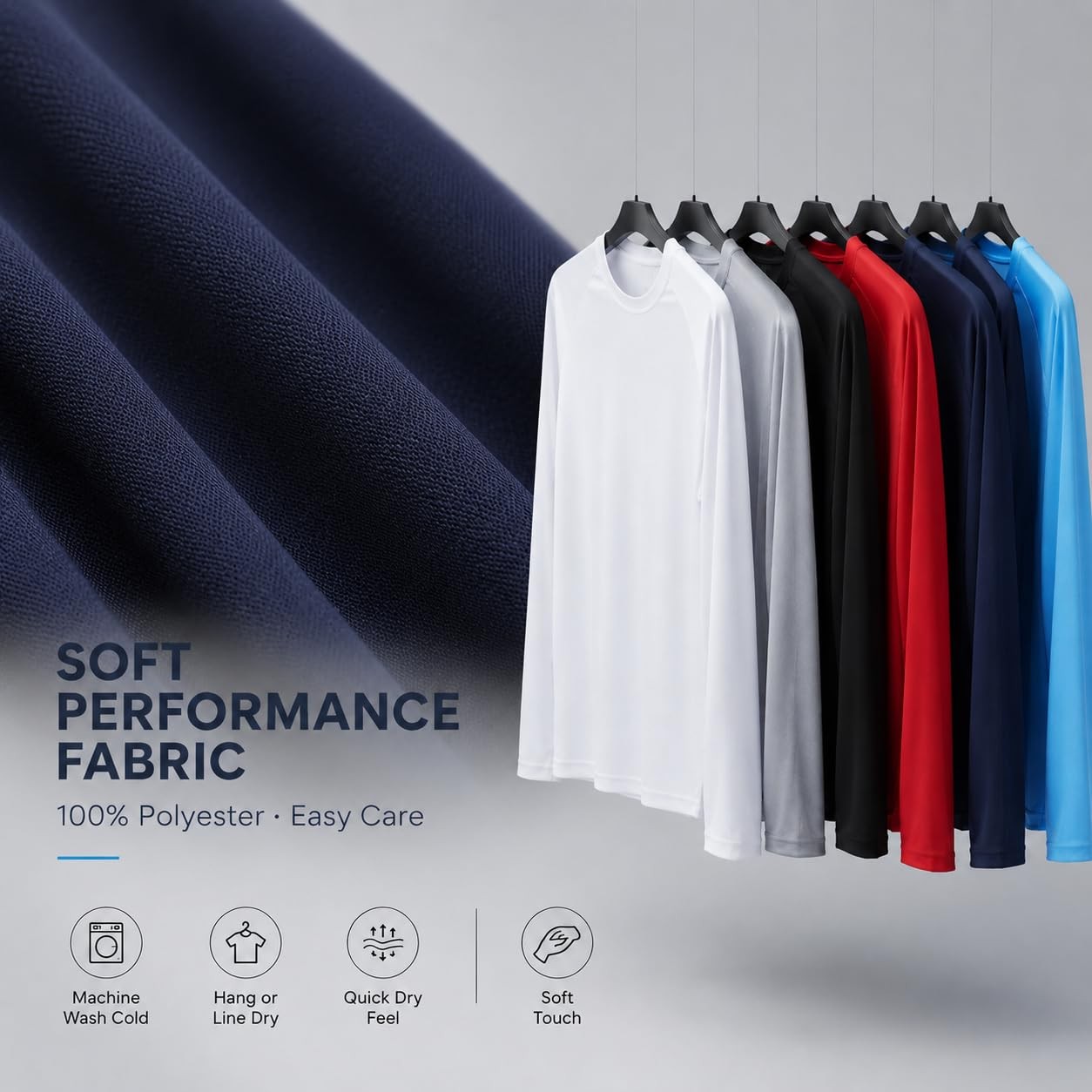 6 Pack Long Sleeve Shirts for Men Moisture Wicking UPF SPF Sun Protection Tee…