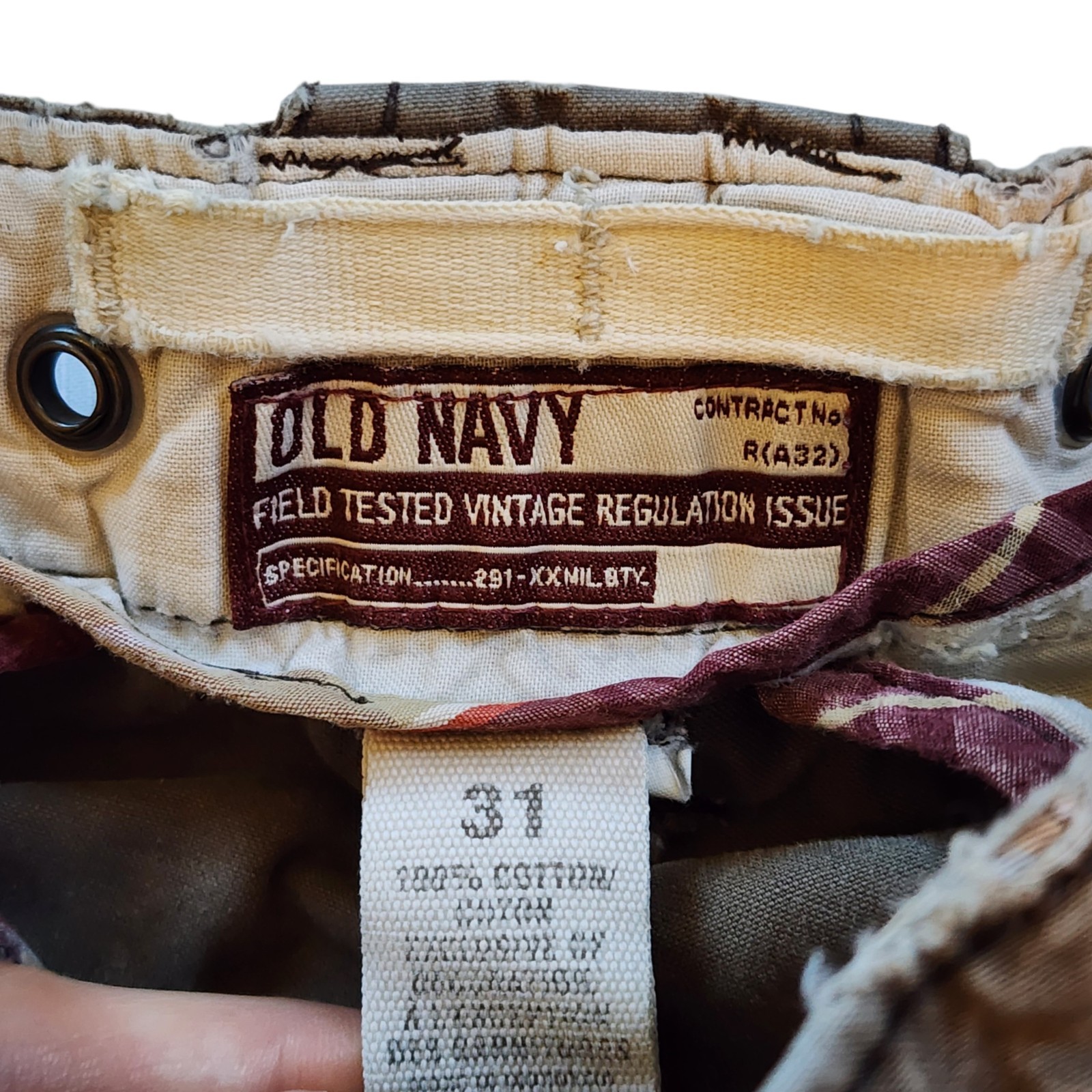 Old Navy Mens Cargo Shorts Size 31 Brown Distressed Raw Edge Hem