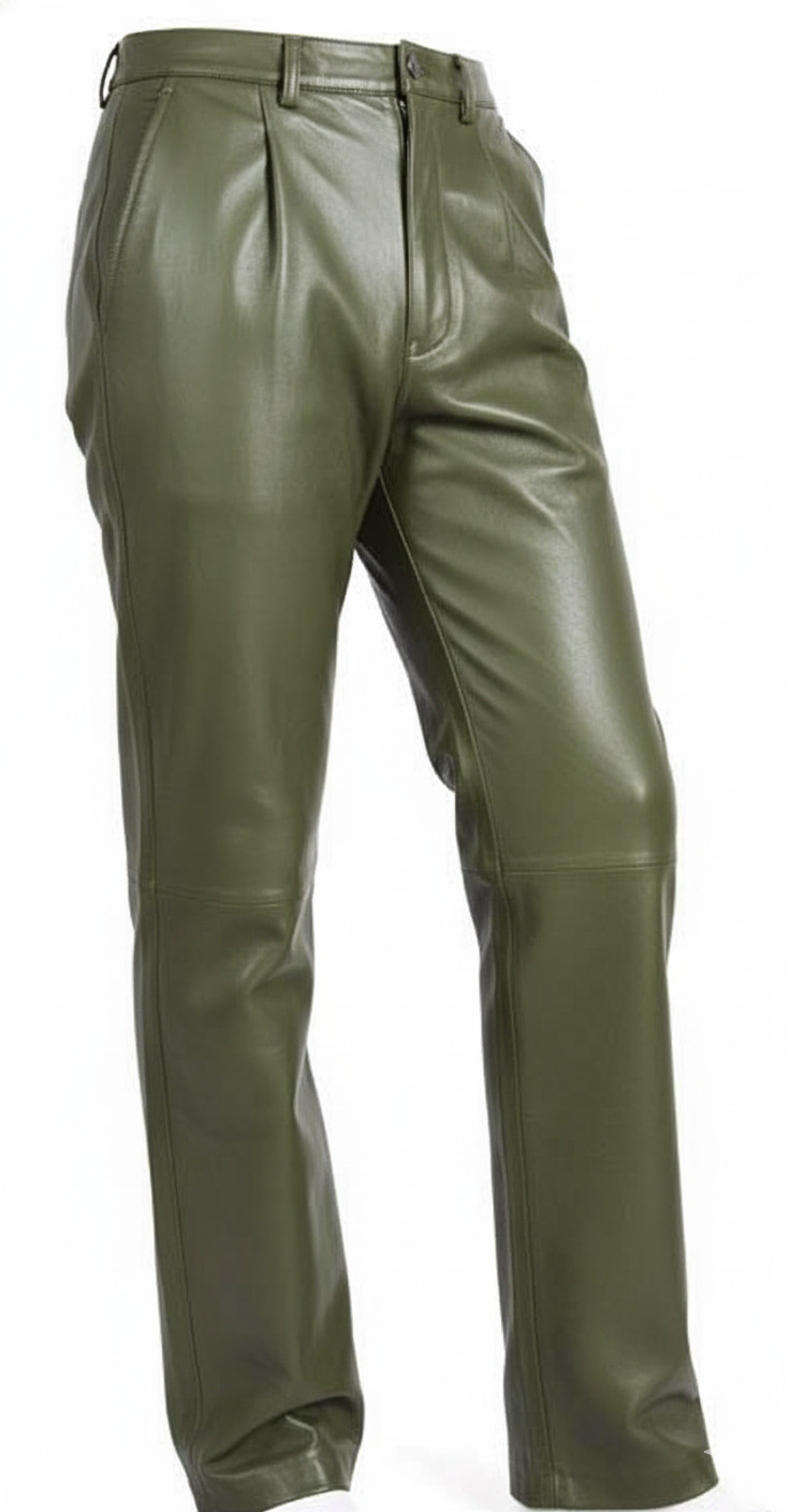 Men’s Leather Olive Green Pant Lambskin Leather Pant Jeans Style Leather Pant