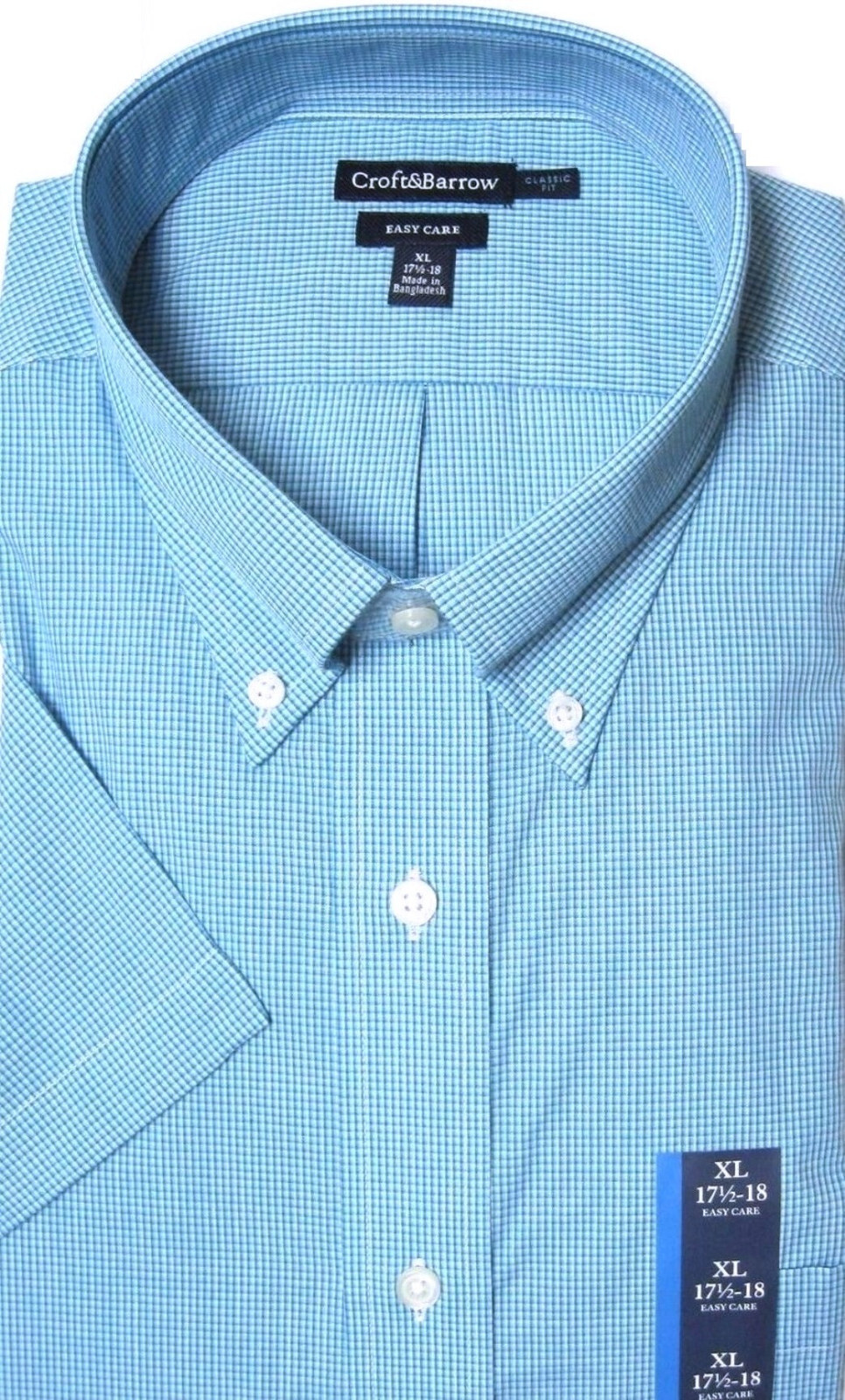 Croft & Barrow Men’s Classic Fit Short Sleeve Summer Dress Shirt Blue Small NWT